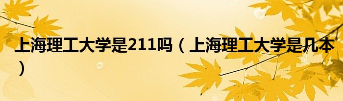 上海理工大学是211吗（上海理工大学是几本）