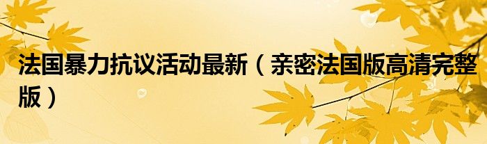 法国暴力抗议活动最新（亲密法国版高清完整版）