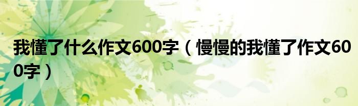 我懂了什么作文600字（慢慢的我懂了作文600字）