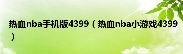 热血nba手机版4399（热血nba小游戏4399）