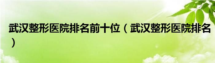 武汉整形医院排名前十位（武汉整形医院排名）