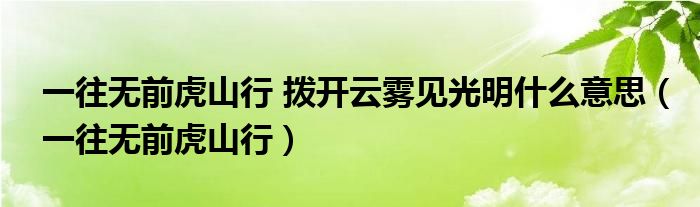 一往无前虎山行 拨开云雾见光明什么意思（一往无前虎山行）