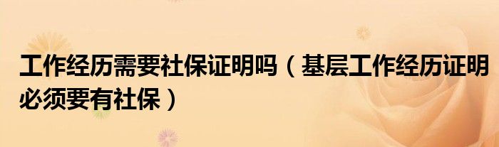 工作经历需要社保证明吗（基层工作经历证明必须要有社保）