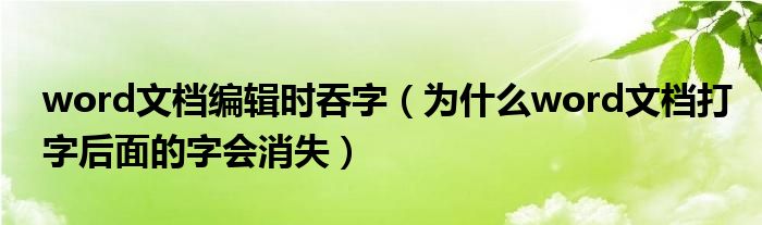 word文档编辑时吞字（为什么word文档打字后面的字会消失）