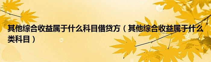 其他综合收益属于什么科目借贷方（其他综合收益属于什么类科目）