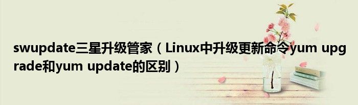 swupdate三星升级管家（Linux中升级更新命令yum upgrade和yum update的区别）