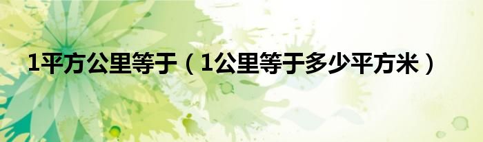 1平方公里等于（1公里等于多少平方米）