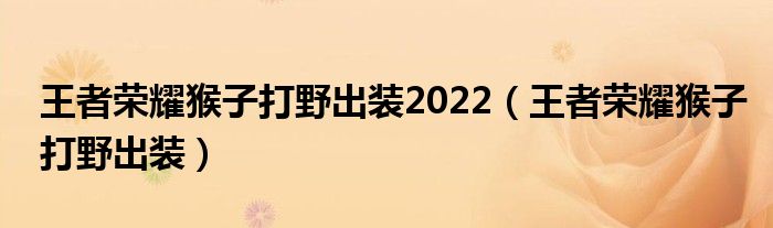 王者荣耀猴子打野出装2022（王者荣耀猴子打野出装）