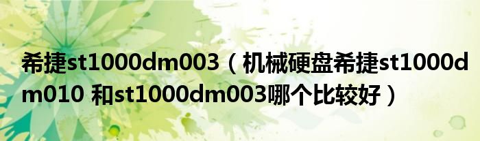 希捷st1000dm003（机械硬盘希捷st1000dm010 和st1000dm003哪个比较好）