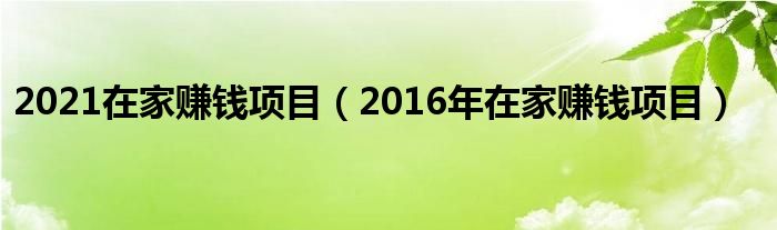 2021在家赚钱项目（2016年在家赚钱项目）