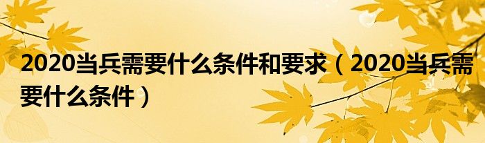 2020当兵需要什么条件和要求（2020当兵需要什么条件）