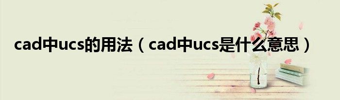 cad中ucs的用法（cad中ucs是什么意思）