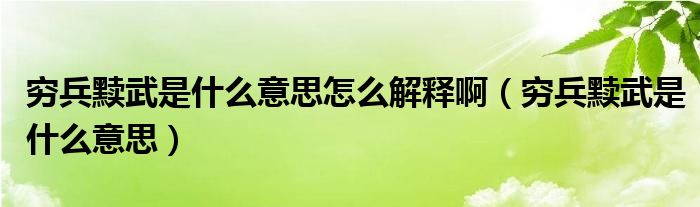 穷兵黩武是什么意思怎么解释啊（穷兵黩武是什么意思）