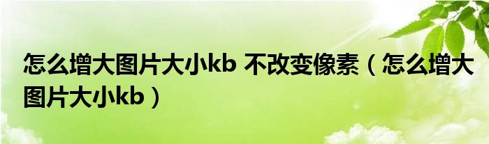 怎么增大图片大小kb 不改变像素（怎么增大图片大小kb）