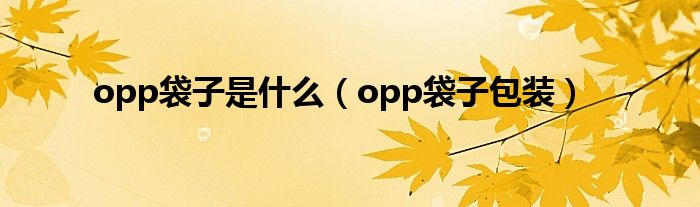 opp袋子是什么（opp袋子包装）