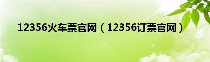 12356火车票官网（12356订票官网）