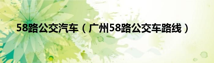 58路公交汽车（广州58路公交车路线）