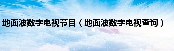 地面波数字电视节目（地面波数字电视查询）