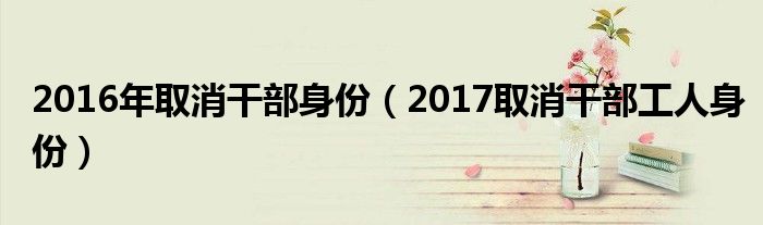 2016年取消干部身份（2017取消干部工人身份）