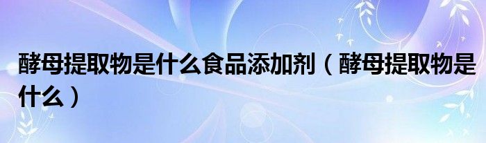 酵母提取物是什么食品添加剂（酵母提取物是什么）