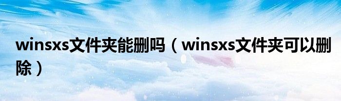 winsxs文件夹能删吗（winsxs文件夹可以删除）