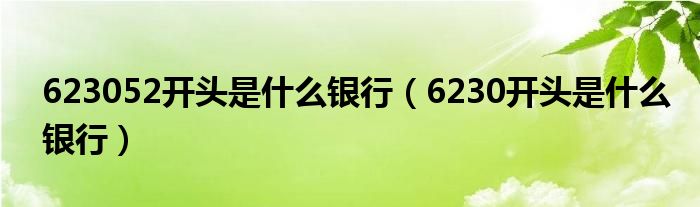 623052开头是什么银行（6230开头是什么银行）