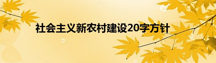 社会主义新农村建设20字方针