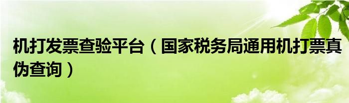 机打发票查验平台（国家税务局通用机打票真伪查询）