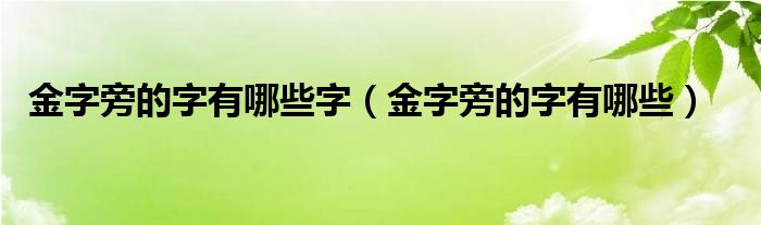 金字旁的字有哪些字（金字旁的字有哪些）