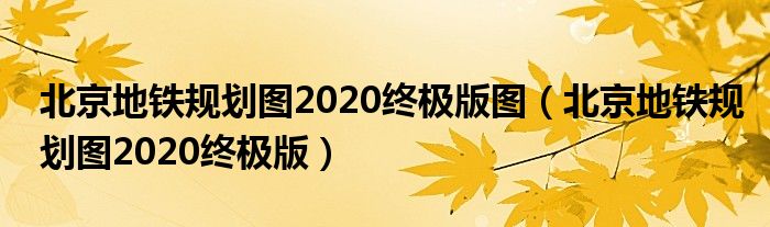 北京地铁规划图2020终极版图（北京地铁规划图2020终极版）