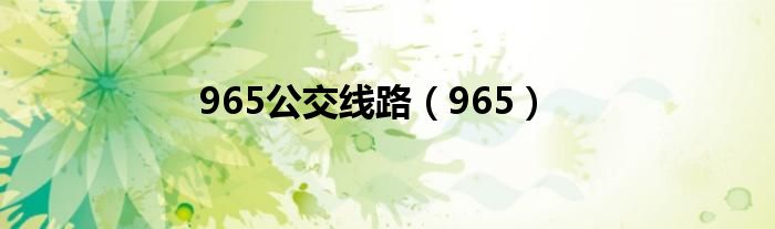 965公交线路（965）