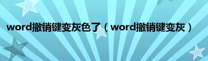 word撤销键变灰色了（word撤销键变灰）