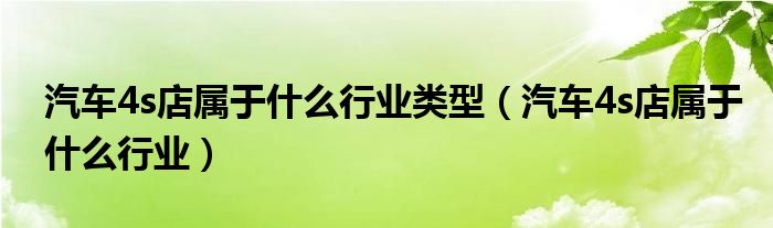 汽车4s店属于什么行业类型（汽车4s店属于什么行业）