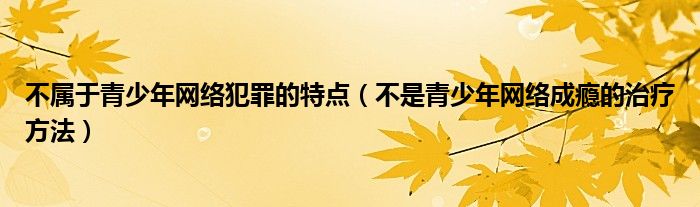 不属于青少年网络犯罪的特点（不是青少年网络成瘾的治疗方法）