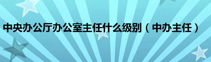 中央办公厅办公室主任什么级别（中办主任）