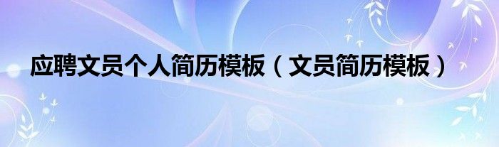 应聘文员个人简历模板（文员简历模板）