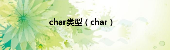 char类型（char）