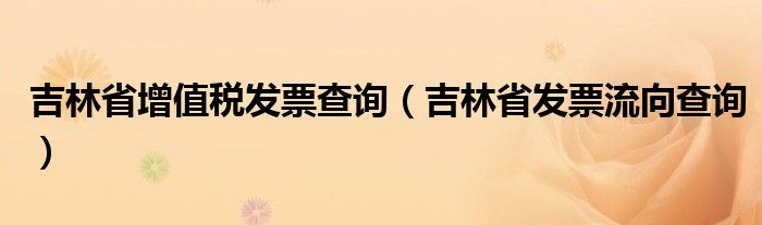 吉林省增值税发票查询（吉林省发票流向查询）