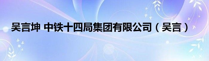 吴言坤 中铁十四局集团有限公司（吴言）