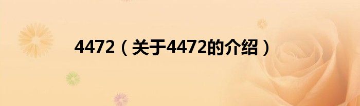 4472（关于4472的介绍）