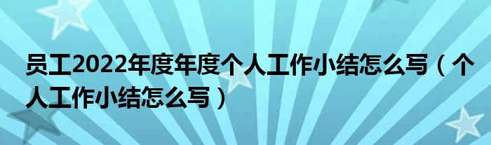 员工2022年度年度个人工作小结怎么写（个人工作小结怎么写）