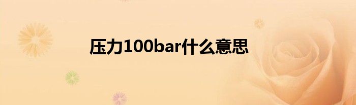 压力100bar什么意思