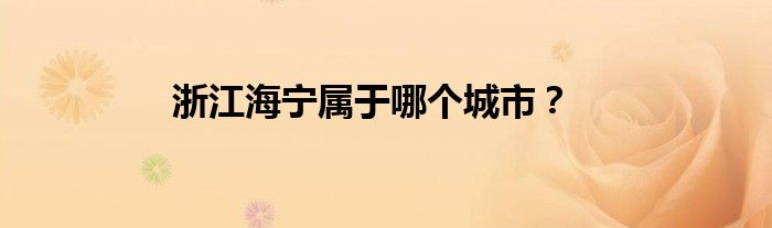 浙江海宁属于哪个城市？