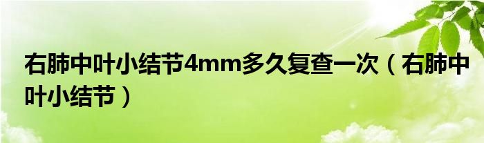 右肺中叶小结节4mm多久复查一次（右肺中叶小结节）