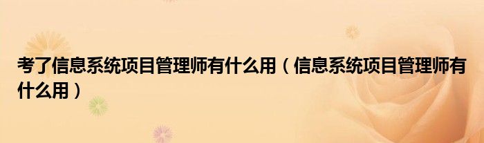 考了信息系统项目管理师有什么用（信息系统项目管理师有什么用）