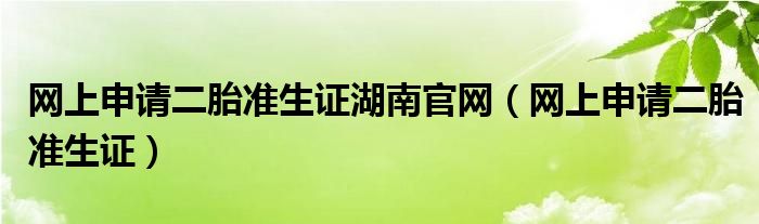 网上申请二胎准生证湖南官网（网上申请二胎准生证）