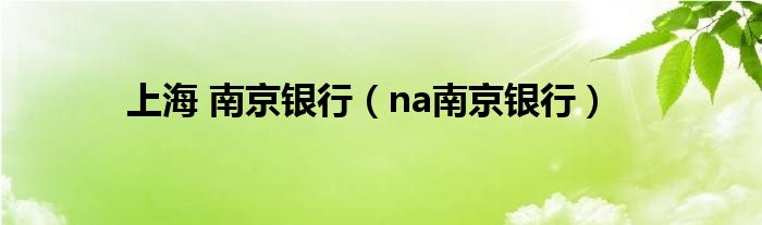 上海 南京银行（na南京银行）