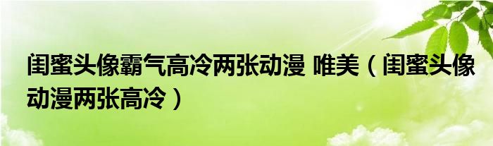 闺蜜头像霸气高冷两张动漫 唯美（闺蜜头像动漫两张高冷）