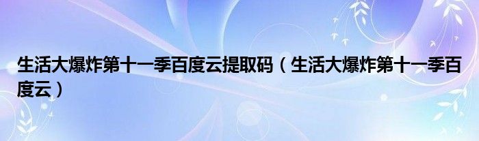 生活大爆炸第十一季百度云提取码（生活大爆炸第十一季百度云）