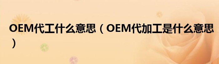 OEM代工什么意思（OEM代加工是什么意思）